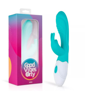 Вібратор-кролик Leda Good Vibes Only, силіконовий, блакитний, 20 х 3.3 см - No Taboo