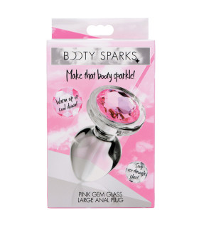Анальна пробка з кристалом L Booty Sparks, скляна, прозора, 9.4 х 4 см - No Taboo