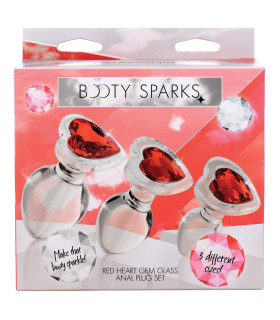 Набор анальных пробок с кристаллами Booty Sparks, стеклянные, прозрачные, 3 шт. - No Taboo