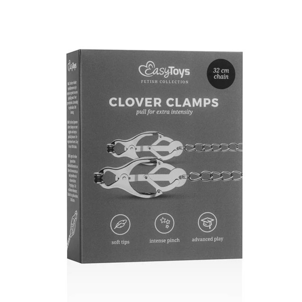 Зажимы для сосков Easytoys, металлические, серебряные, 49 см, фото №2 — секс шоп Украина, NO TABOO