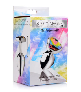 Анальная пробка с кристаллом Booty Sparks, металлическая, серебряная, 7 х 2.5 см - No Taboo