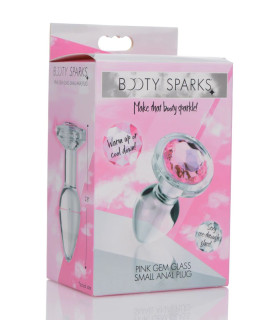 Анальна пробка з кристалом S Booty Sparks, скляна, прозора, 7.1 х 2.5 см - No Taboo