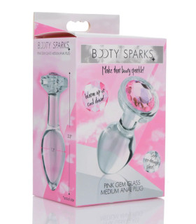 Анальна пробка з кристалом M Booty Sparks, скляна, прозора, 8.3 х 3.3 см - No Taboo