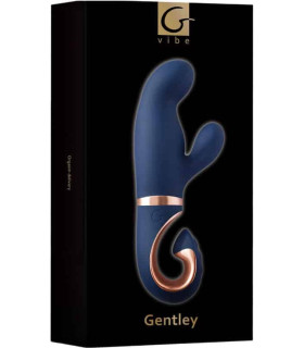 Вібратор-кролик із вигнутою ручкою Gentley G-Vibe, силіконовий, синій, 20 х 4.2 см - No Taboo