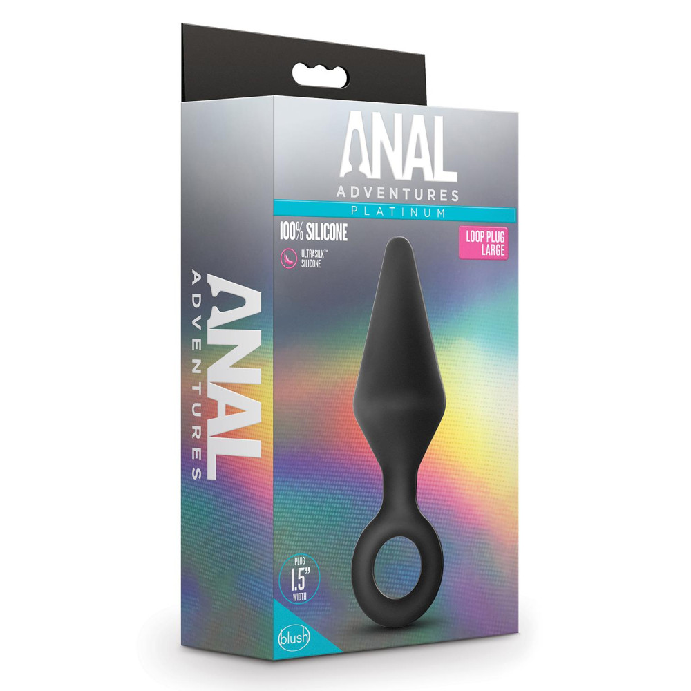 Анальная пробка с кольцом-стоппером L Anal Adventures Blush, силиконовая, черная, 13.3 х 3.8 см фото №2 — секс игрушки: Украина, NO TABOO