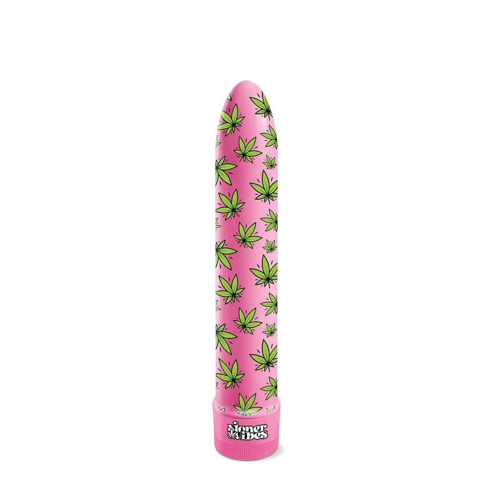 Вибратор с принтом Stoner Vibes Global Novelties, розовый, 20.3 х 3.8 см фото №0 — секс игрушки: Украина, NO TABOO