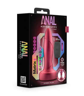 Анальный вибратор Blush Anal Adventures с пультом и вращающимися шариками, бордовый, 14.5 х 3.8 см - No Taboo