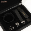 Ошейник с поводком Lockink, натуральная кожа, черный, фото №2 — секс шоп Украина, NO TABOO