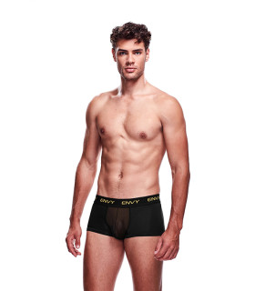Трусы сексуальные мужские M/L Envy, с сеточкой, черные - No Taboo