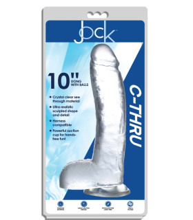 Фаломітатор реалістичний гігантський Jock Curve Toys, прозорий, 29 х 5.8 см - No Taboo