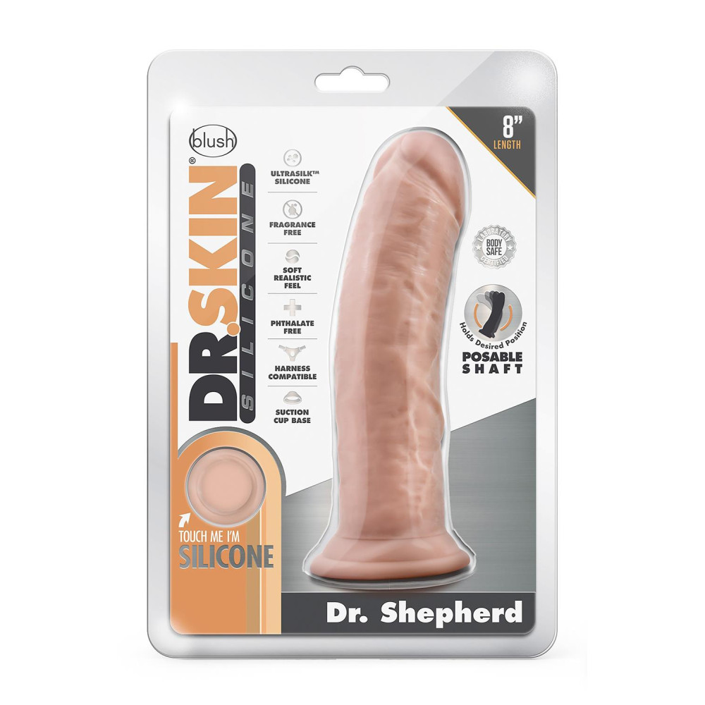 Фаллоимитатор реалистичный Blush Dr. Skin с присоской, силиконовый, бежевый, 20 х 5 см фото №2 — секс игрушки: Украина, NO TABOO
