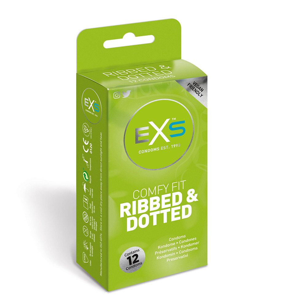 Презервативы рельефные EXS Ribbed & Dotted, 12 шт., фото №0 — секс шоп Украина, NO TABOO