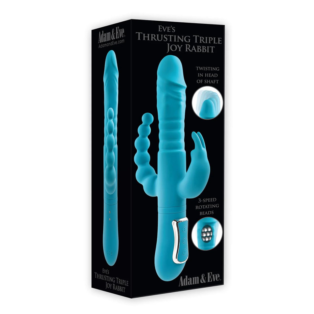 Вибратор для тройной стимуляции с вращающимися шариками и фрикциями Adam & Eve, голубой, 14 х 4 см фото №2 — секс игрушки: Украина, NO TABOO