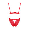 Комплект кружевной Obsessive Mellania S/M, с открытой интимной зоной, красный, фото №4 — секс шоп Украина, NO TABOO