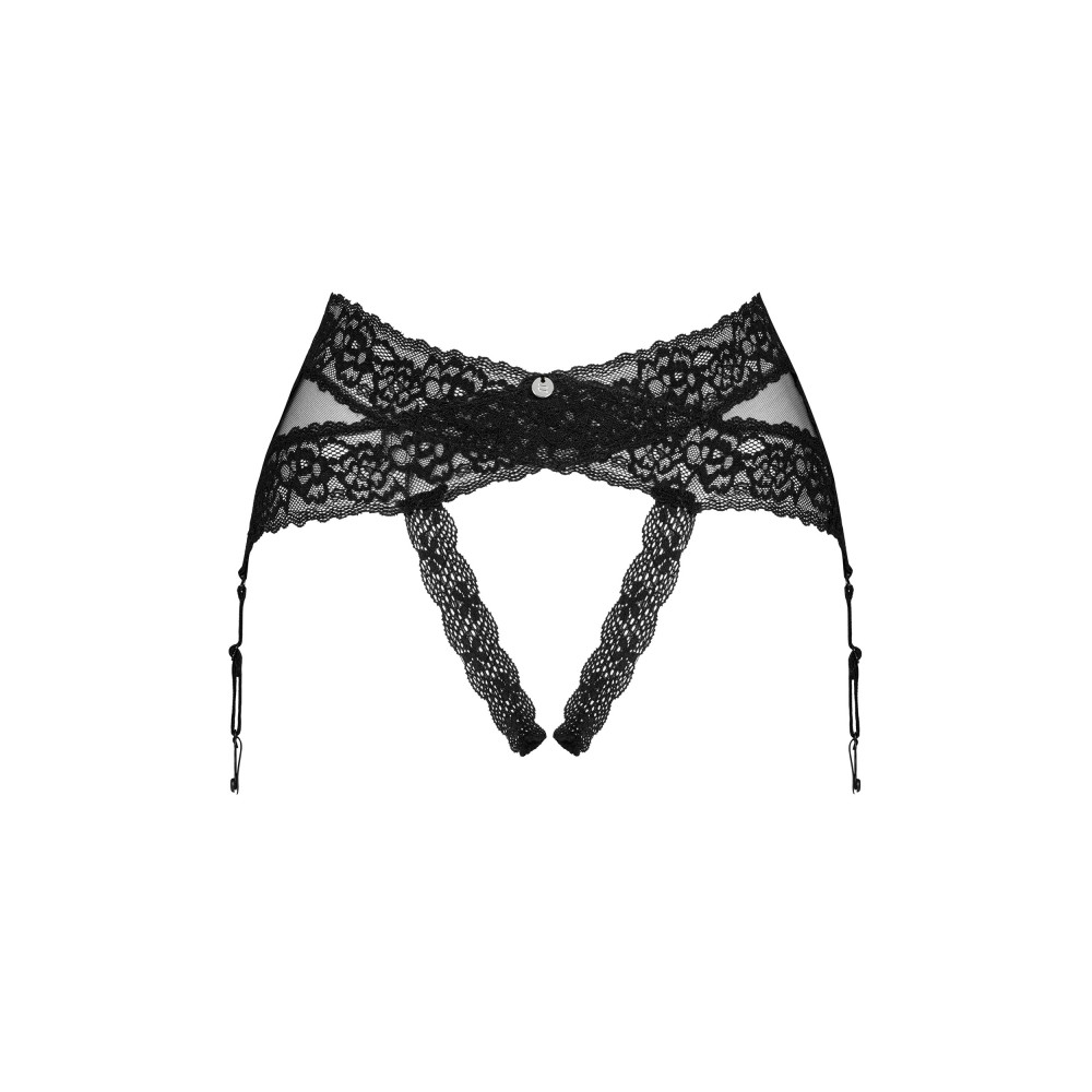 Эротичный пояс для чулок Obsessive Lacrisia XS/S, кружевной, черный, фото №3 — секс шоп Украина, NO TABOO