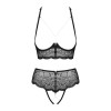 Эротичный комплект Obsessive Pearlove XS/S, с открытой грудью и интимной зоной, черный, фото №3 — секс шоп Украина, NO TABOO