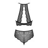 Эротичный комплект Obsessive Pearlove XS/S, с открытой грудью и интимной зоной, черный, фото №4 — секс шоп Украина, NO TABOO