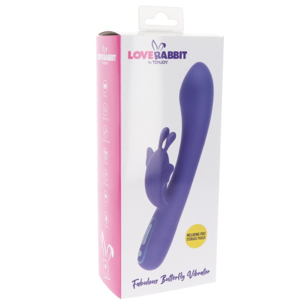 Вибратор-кролик с бабочкой Toy Joy, фиолетовый, 21.5 х 3.8 см фото №2 — секс игрушки: Украина, NO TABOO