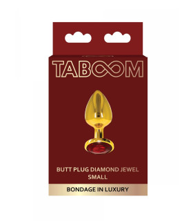Анальная пробка S с кристаллом Taboom, золотая, 7 х 2.5 см - No Taboo