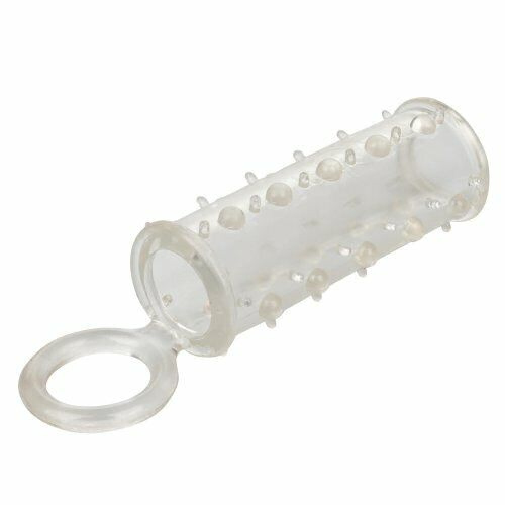 Насадка для пениса с кольцом на мошонку California Exotic, рельефная, прозрачная, 11.5 х 3.7 см фото №3 — секс игрушки: Украина, NO TABOO