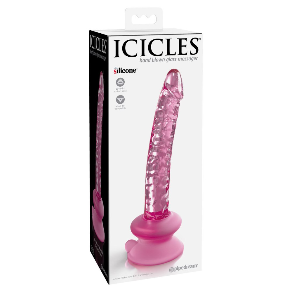 Фаллоимитатор реалистичный на присоске Icicles No. 86, стеклянный, розовый, 17 х 3 см фото №2 — секс игрушки: Украина, NO TABOO