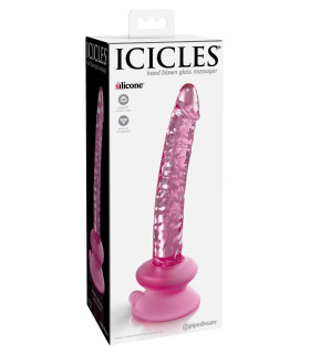 Фаллоимитатор реалистичный на присоске Icicles No. 86, стеклянный, розовый, 17 х 3 см - No Taboo