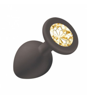 Анальная пробка M с кристаллом Lola Toys, черная, 8.5 х 3.3 см - No Taboo