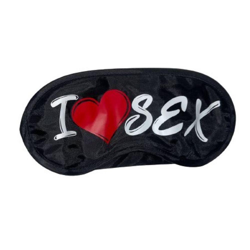 Маска на глаза с надписью I ♥ Sex, черная, фото №0 — секс шоп Украина, NO TABOO