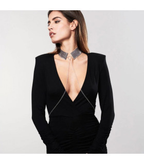 Кольє-нашийник з ланцюжком Bijoux Indiscrets, срібне, 59 см - No Taboo