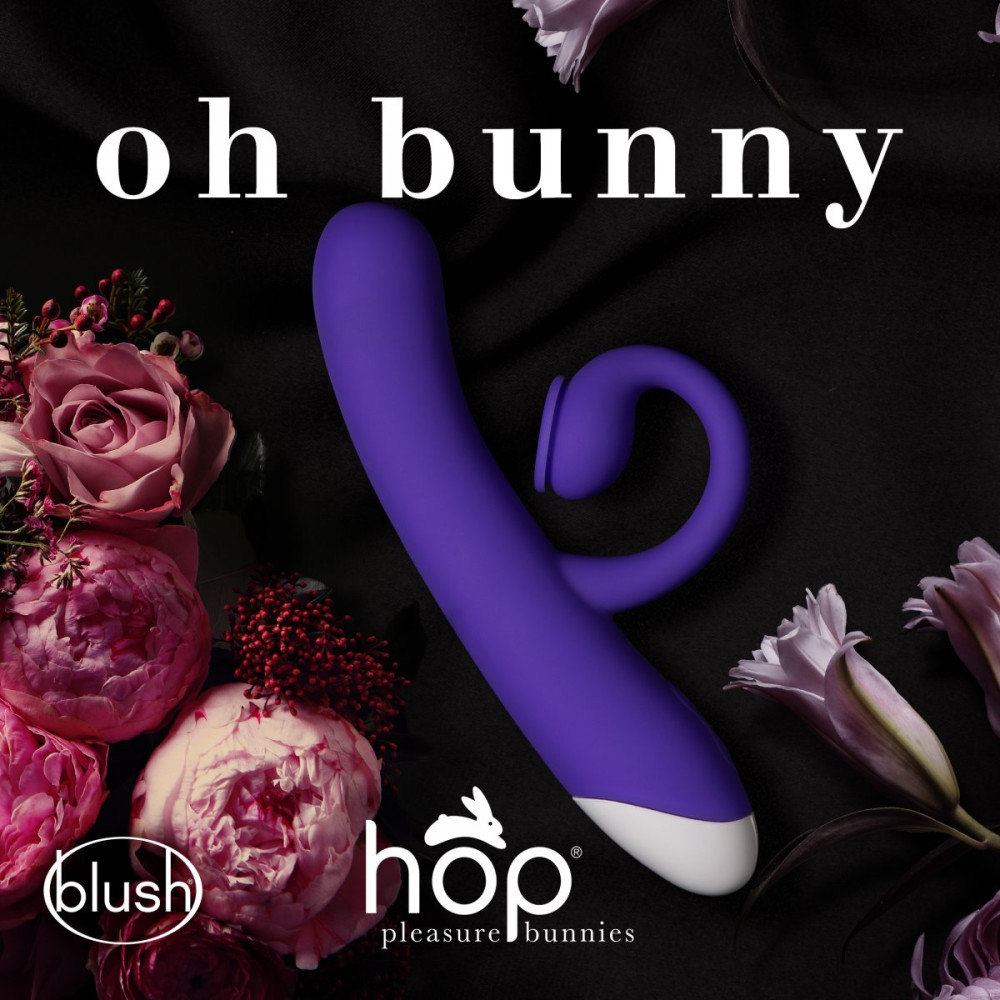 Вибратор-кролик с вакуумной стимуляцией Blush Oh Bunny, фиолетовый, 19.6 х 3.1 см фото №5 — секс игрушки: Украина, NO TABOO