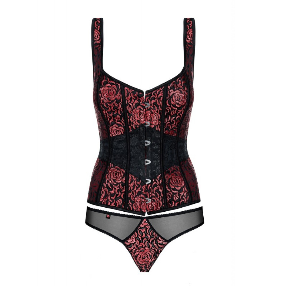 Эротичный корсет L/XL Obsessive Corala, красно-черный, фото №3 — секс шоп Украина, NO TABOO
