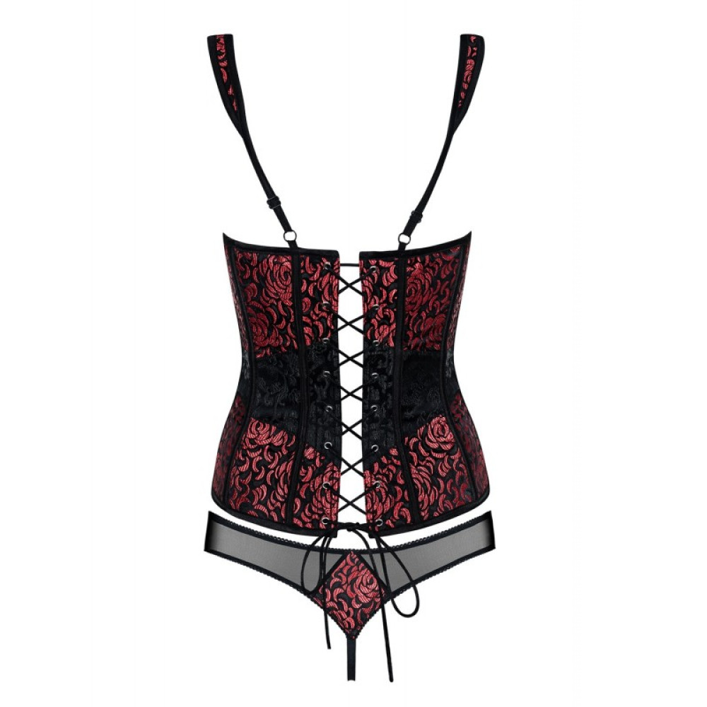 Эротичный корсет L/XL Obsessive Corala, красно-черный, фото №4 — секс шоп Украина, NO TABOO