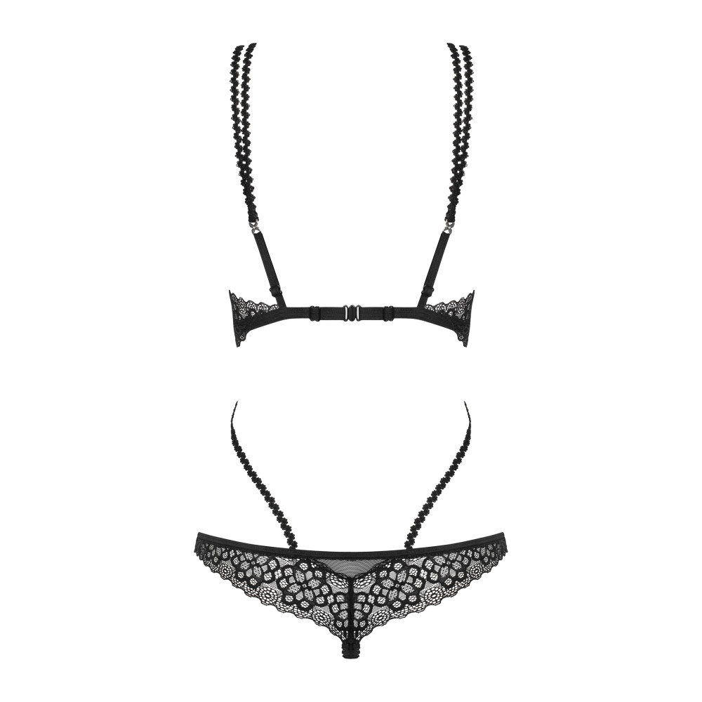 Эротичное боди Obsessive Liferia S/M, с открытой грудью, черное, фото №4 — секс шоп Украина, NO TABOO
