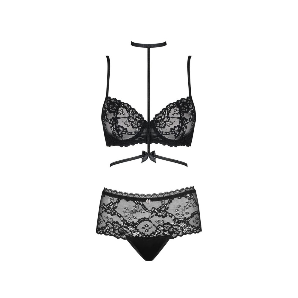 Комплект сексуального белья L/XL Raquelia Obsessive, кружевное, черное, фото №3 — секс шоп Украина, NO TABOO