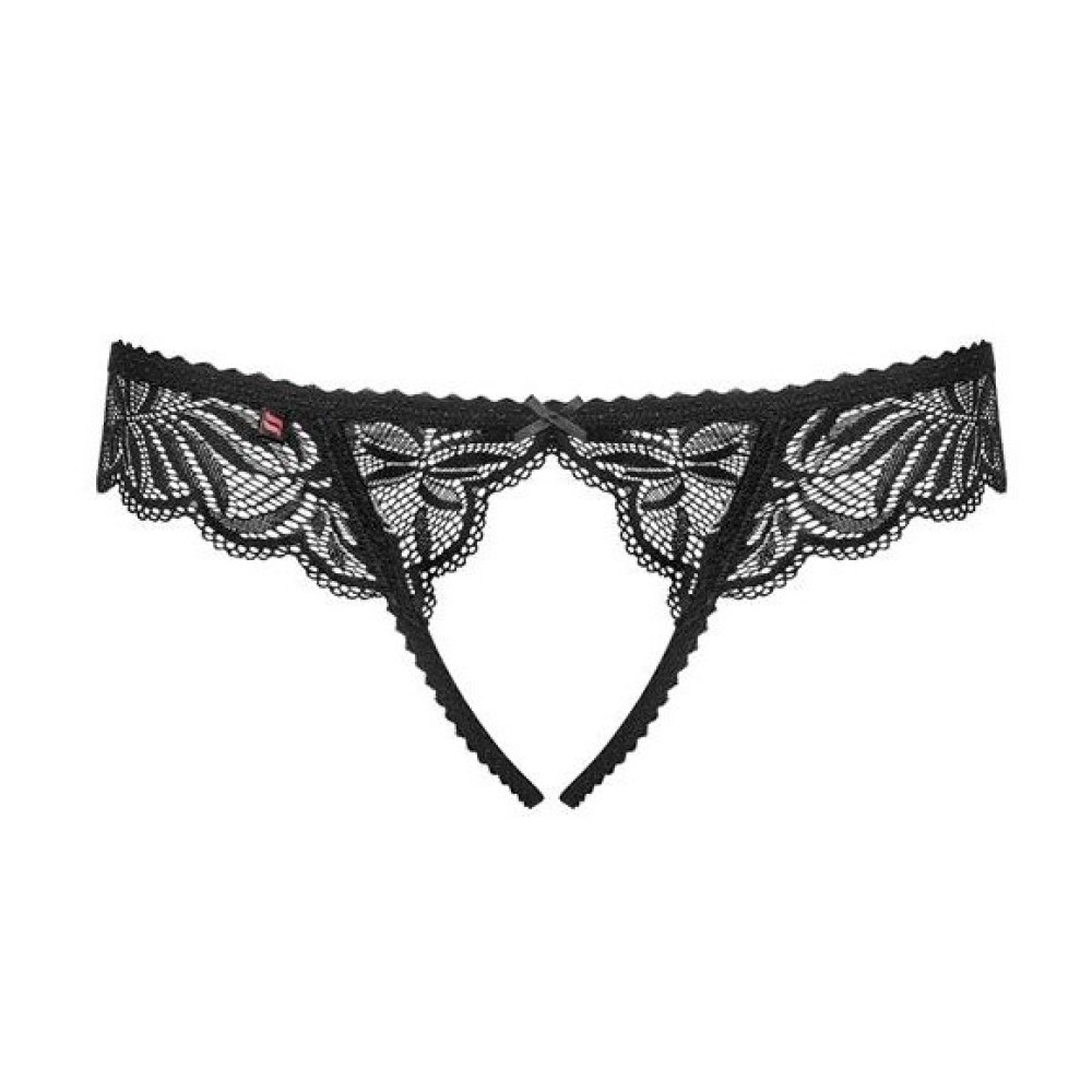 Трусики сексуальные с интимным вырезом L/XL Contica Obsessive, черные, фото №3 — секс шоп Украина, NO TABOO