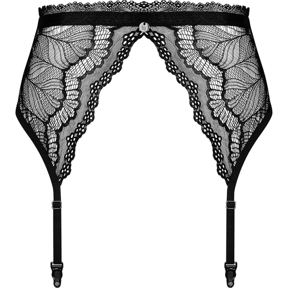 Пояс для чулок кружевной L/XL Obsessive Isabellia, с бантиком, черный, фото №3 — секс шоп Украина, NO TABOO