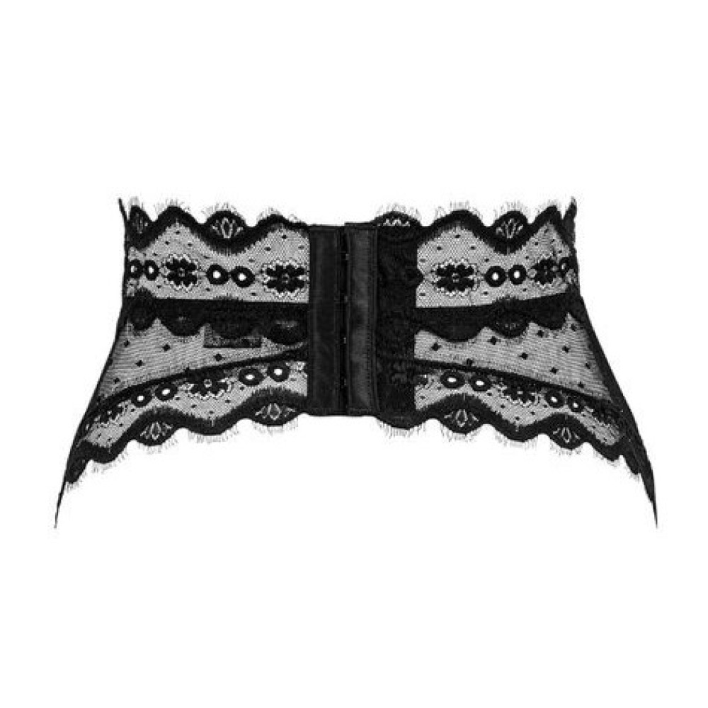 Сексуальный пояс для чулок L/XL Obsessive Marrbel, с узорами, черный, фото №4 — секс шоп Украина, NO TABOO