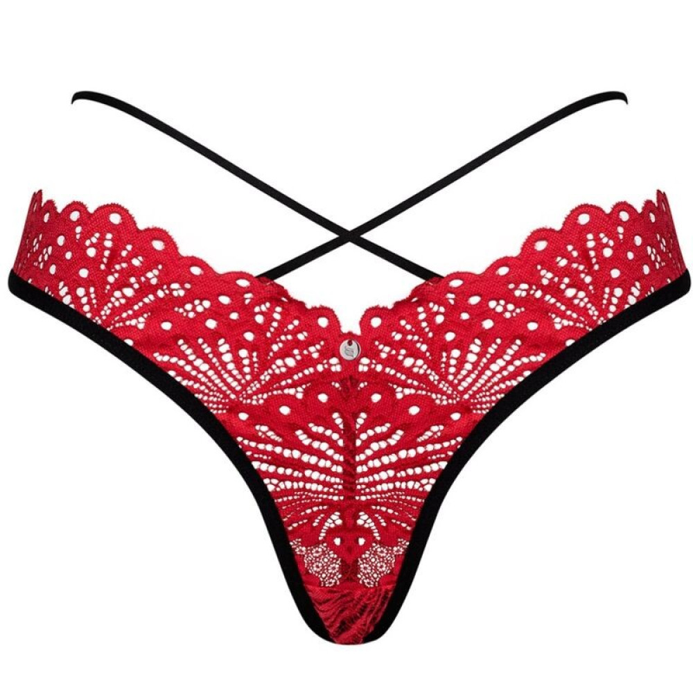 Трусики сексуальные кружевные L/XL Obsessive Mettia, красные, фото №3 — секс шоп Украина, NO TABOO