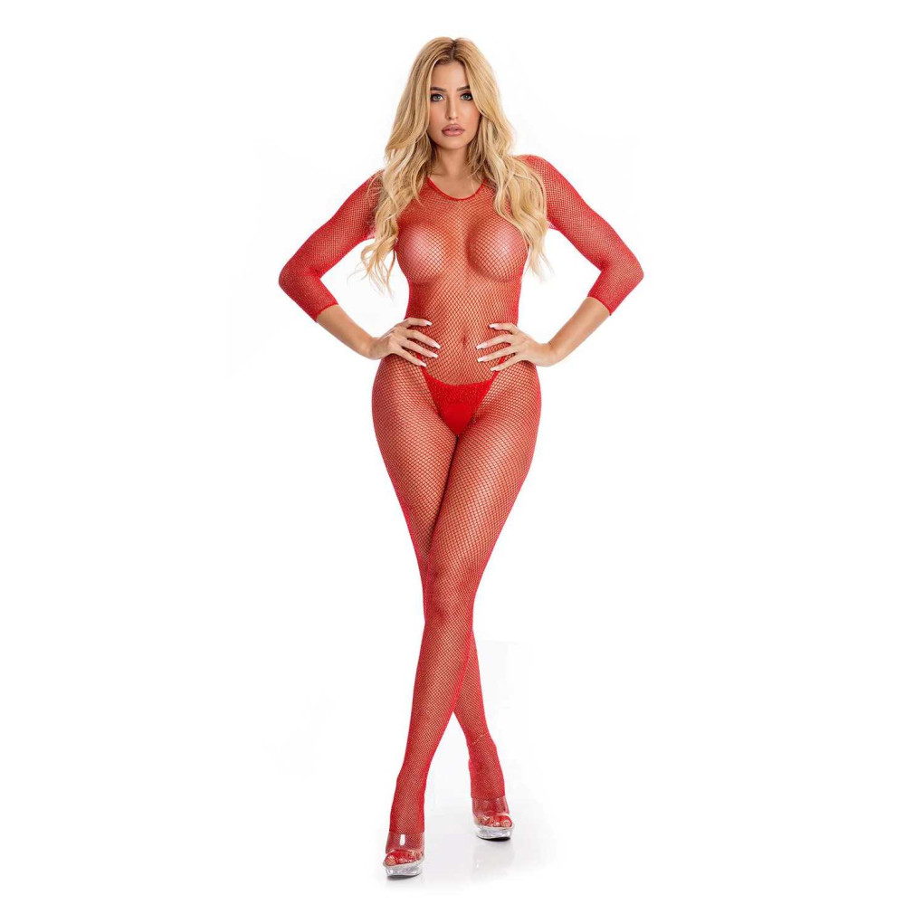 Бодистокинг эротичный с интимным вырезом S/M Risque Pink Lipstick, красный, фото №0 — секс шоп Украина, NO TABOO