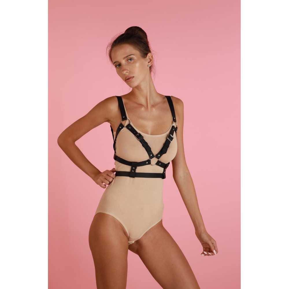 Портупея на груди One Size Chst4, екошкіра, чорна, фото №3 — секс шоп Україна, NO TABOO