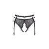 Сексуальный пояс для чулок XS/S Obsessive Pearlove, кружевной, с жемчугом, черный, фото №5 — секс шоп Украина, NO TABOO