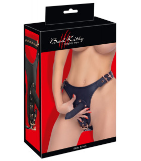 Страпон с тремя реалистичными фаллоимитаторами Bad Kitty StrapOn, черный, L/XL - No Taboo