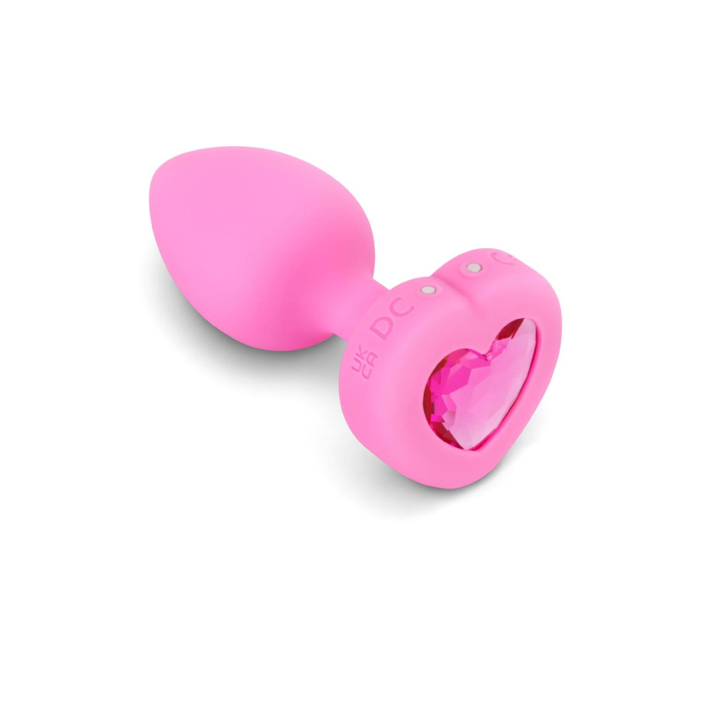 Анальная пробка с кристаллом S/M b-Vibe, с вибрацией, силиконовая, розовая, 7.6 х 3.7 см фото №4 — секс игрушки: Украина, NO TABOO