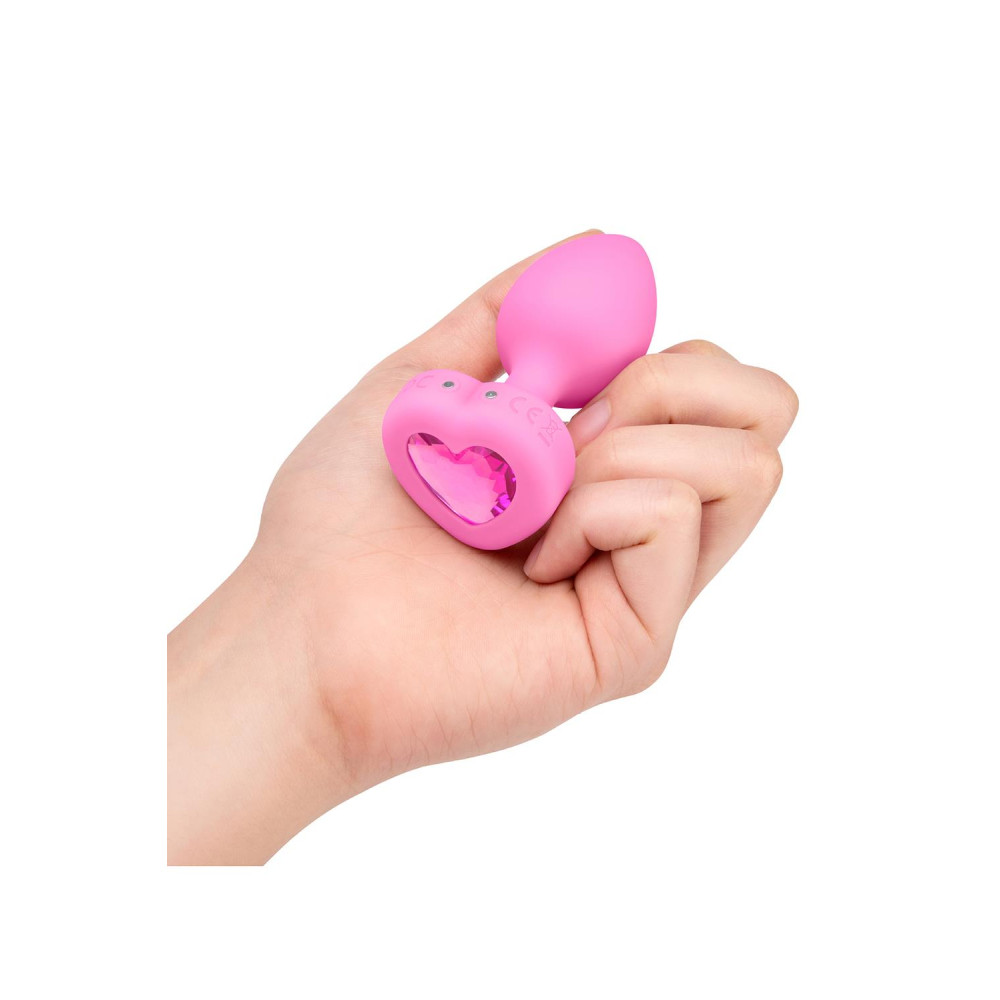 Анальная пробка с кристаллом S/M b-Vibe, с вибрацией, силиконовая, розовая, 7.6 х 3.7 см фото №6 — секс игрушки: Украина, NO TABOO