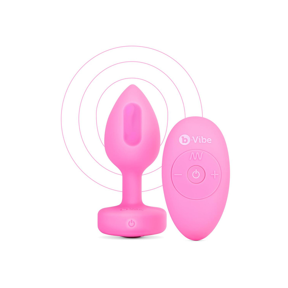 Анальная пробка с кристаллом S/M b-Vibe, с вибрацией, силиконовая, розовая, 7.6 х 3.7 см фото №0 — секс игрушки: Украина, NO TABOO