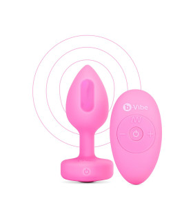 Анальная пробка с кристаллом S/M b-Vibe, с вибрацией, силиконовая, розовая, 7.6 х 3.7 см - No Taboo