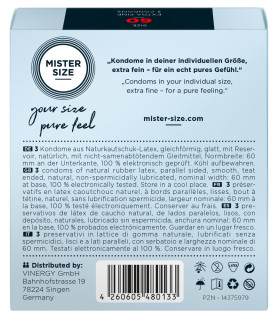Презервативы из натурального латекса Mister Size 60 мм, 3 штуки - No Taboo