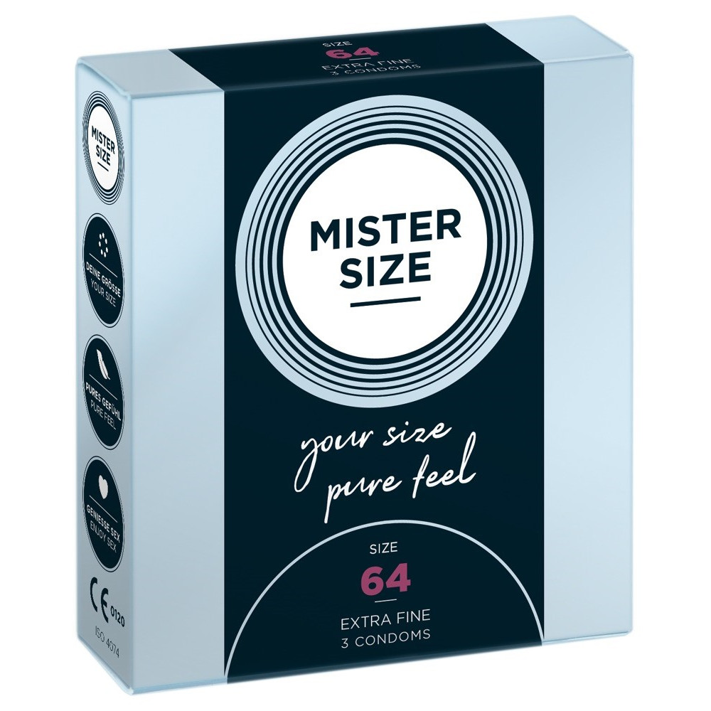 Презервативы из натурального латекса Mister Size 64 мм, 3 штуки, фото №0 — секс шоп Украина, NO TABOO