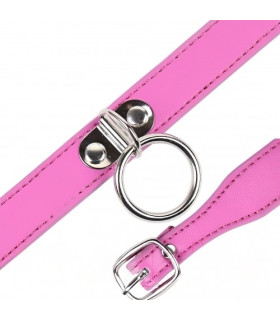 Ошейник с кольцом IDEA SM из искусственной кожи, розовый, 2 см - No Taboo
