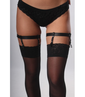 Підв'язки для панчіх One Size S10, Candy Hero з екошкіри, чорні - No Taboo